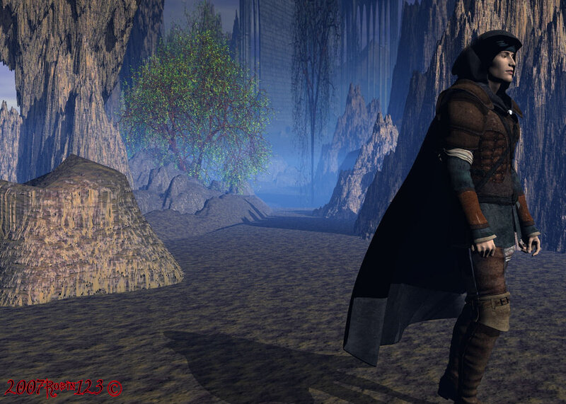 fantasy character in a cave