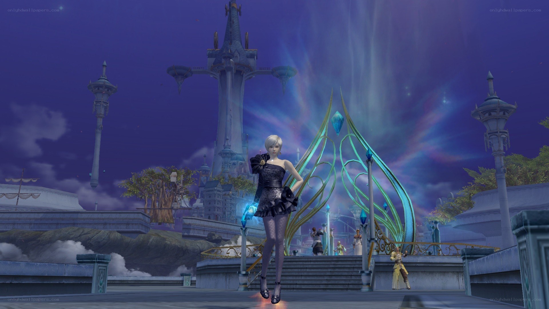 fantasy character in a magical city
