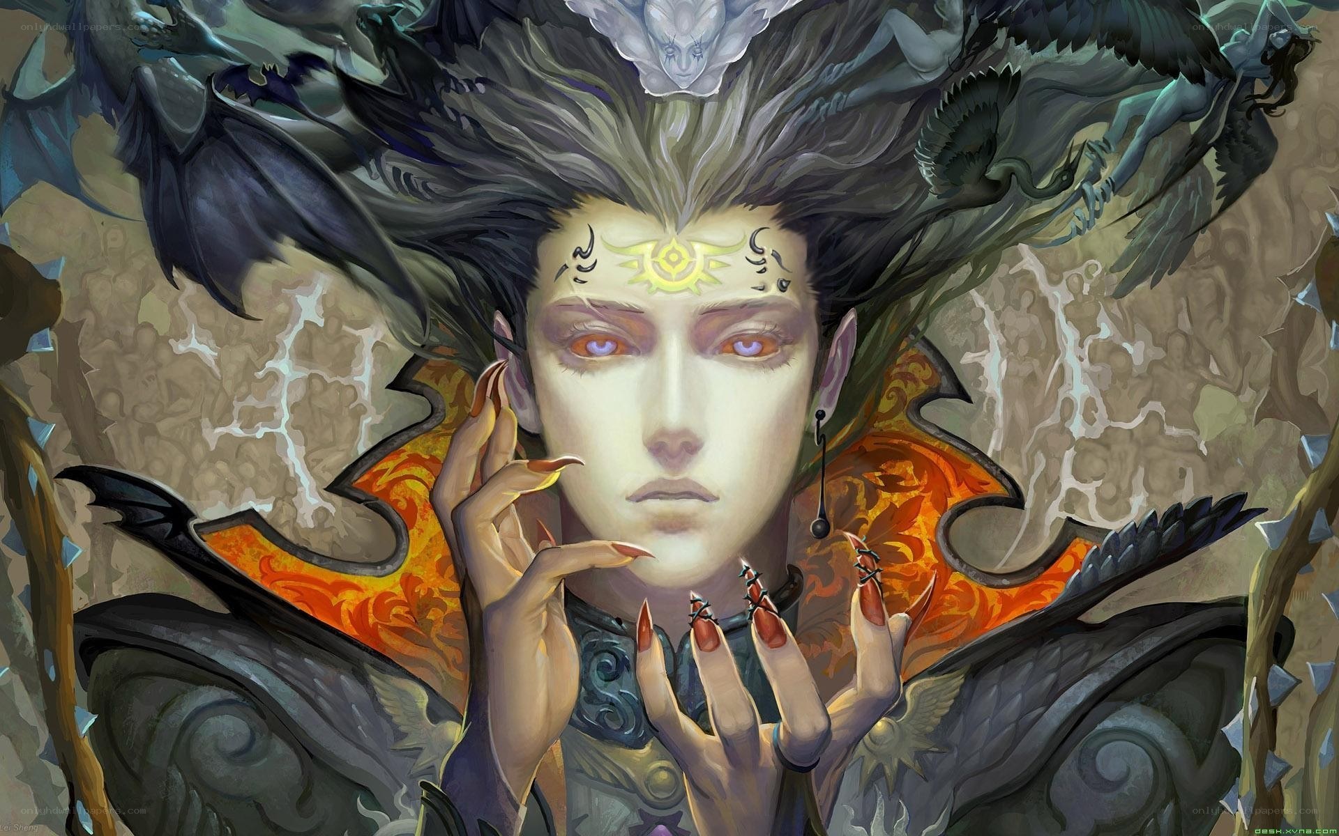 fantasy character with glowing eyes