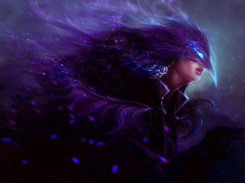 fantasy character with glowing hair