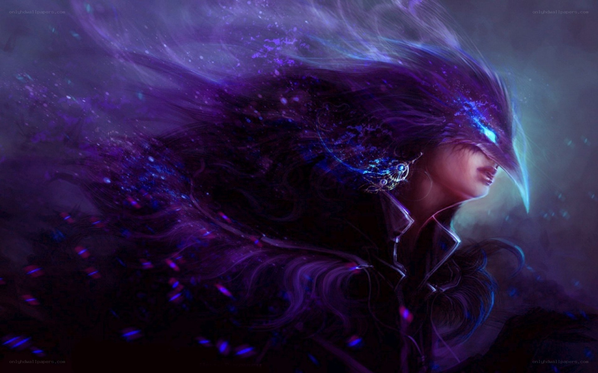 fantasy character with glowing hair