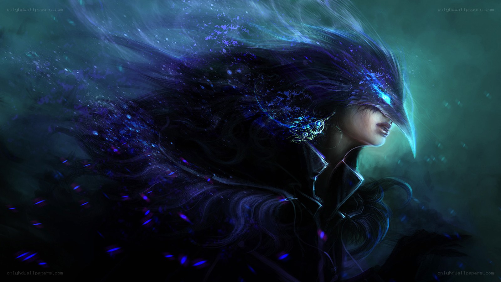 fantasy character with glowing hair