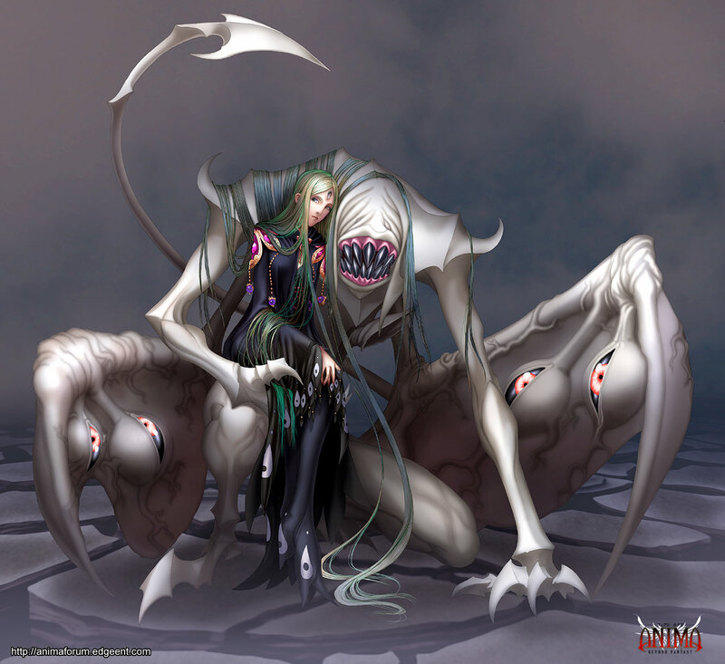 fantasy character with monster