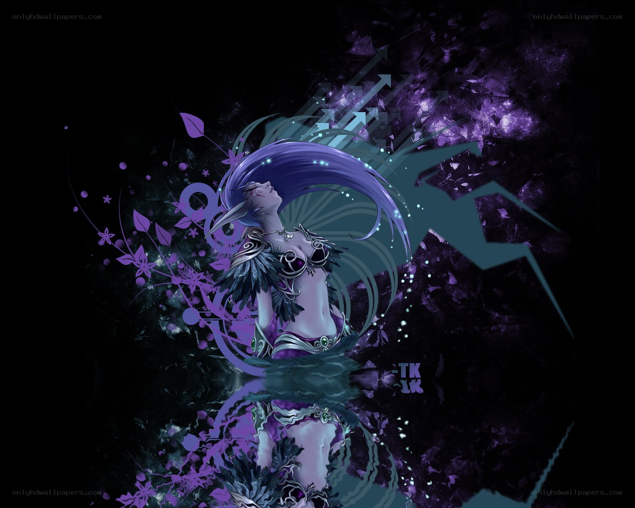 fantasy character with purple hair