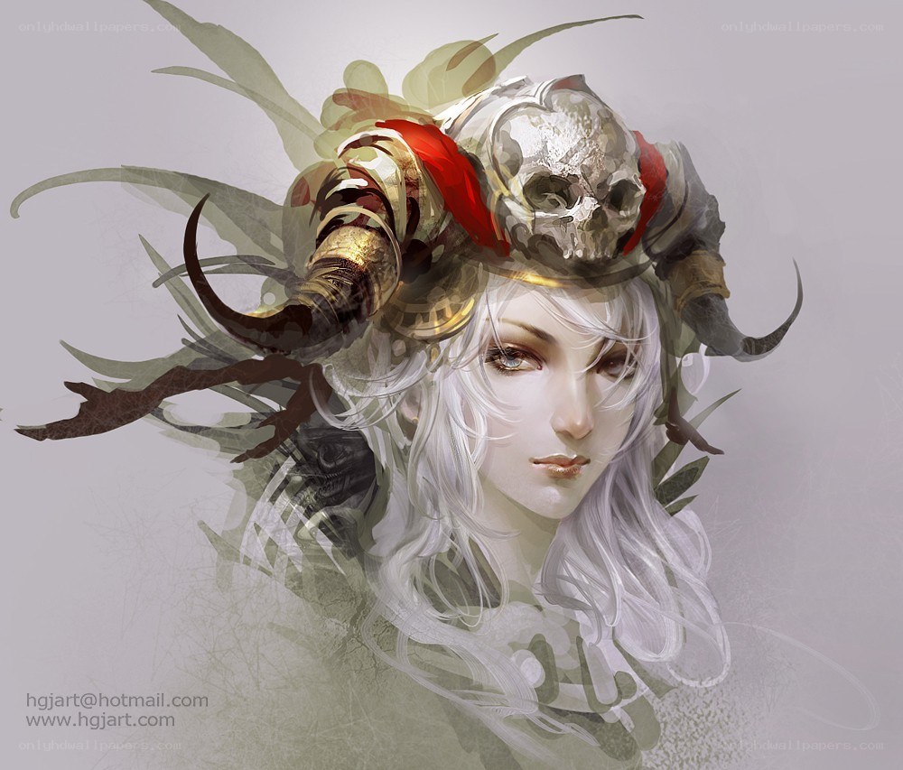 fantasy character with skull crown