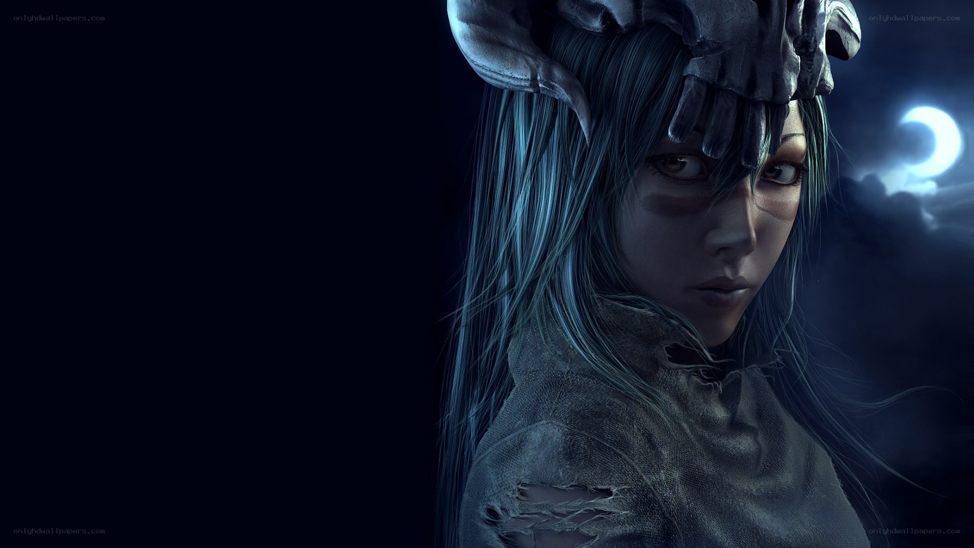 fantasy character with skull crown
