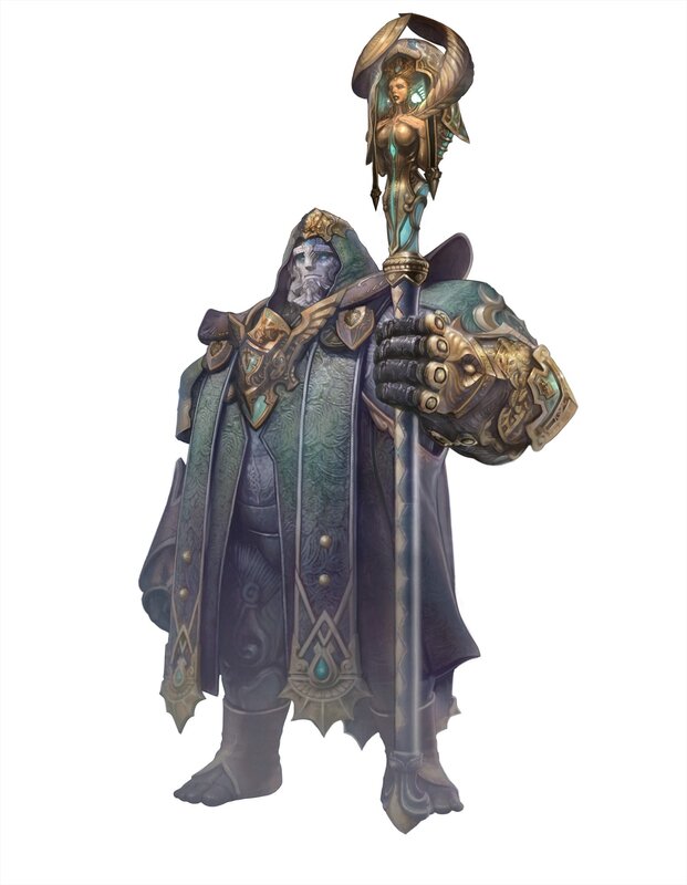 Fantasy Character with Staff — Green, Dramatic