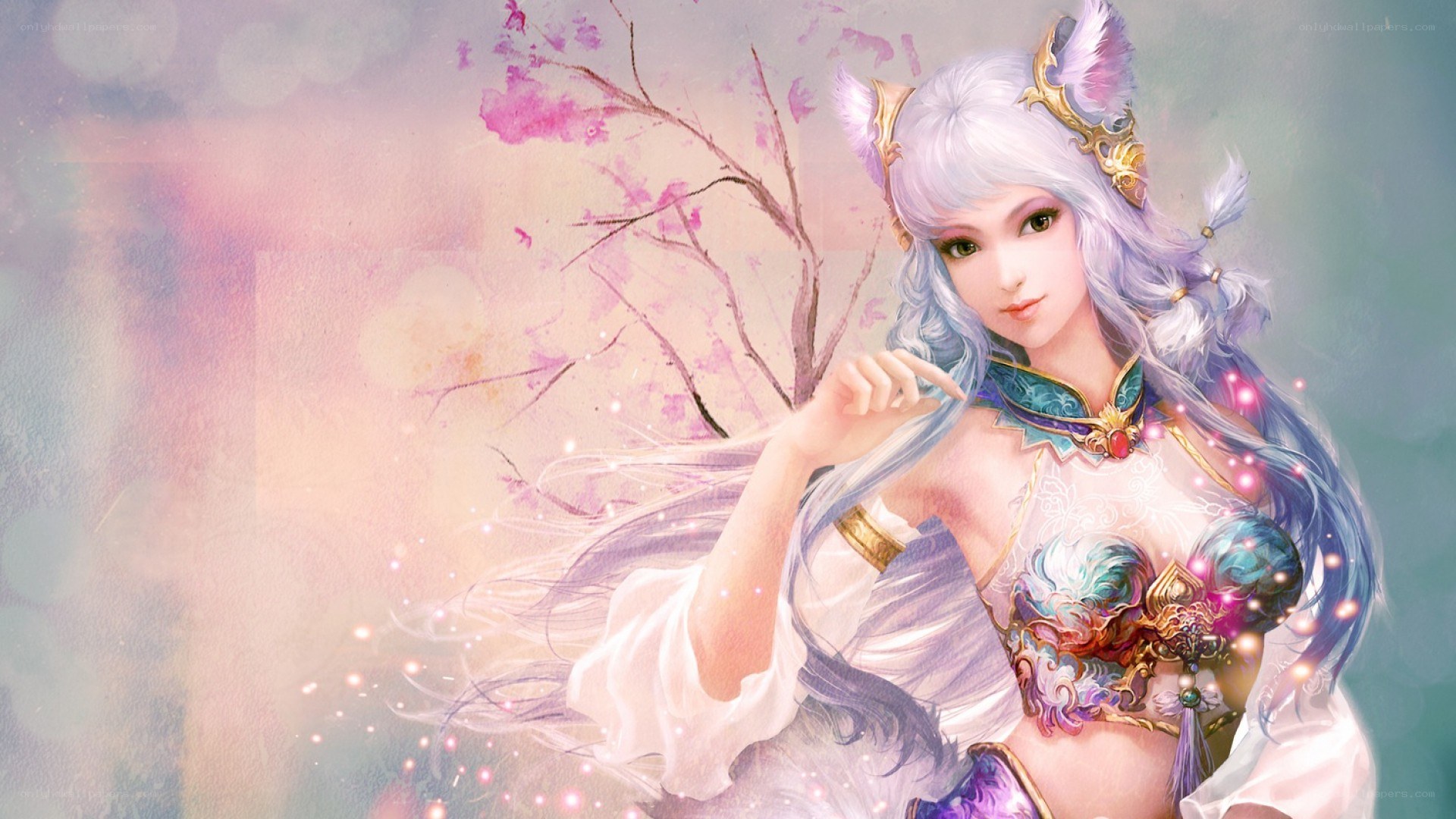 fantasy character with white hair