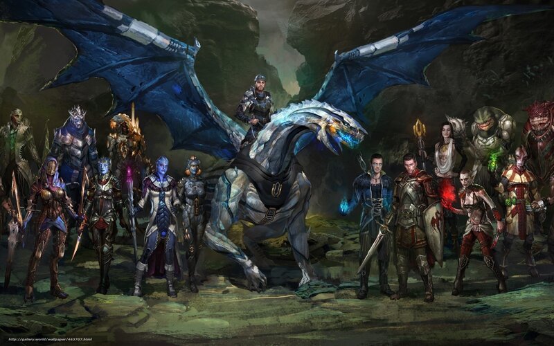 Fantasy Characters and Dragon — Blue
