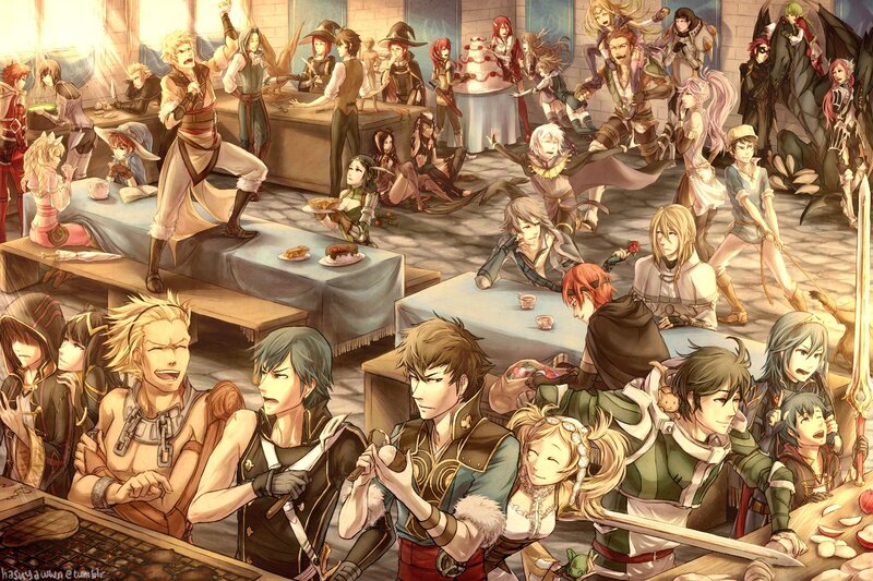Fantasy characters at a feast