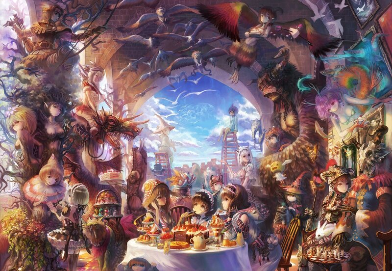 Fantasy characters at a feast