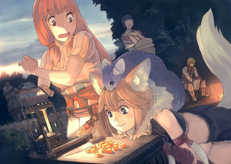 Fantasy characters at campsite