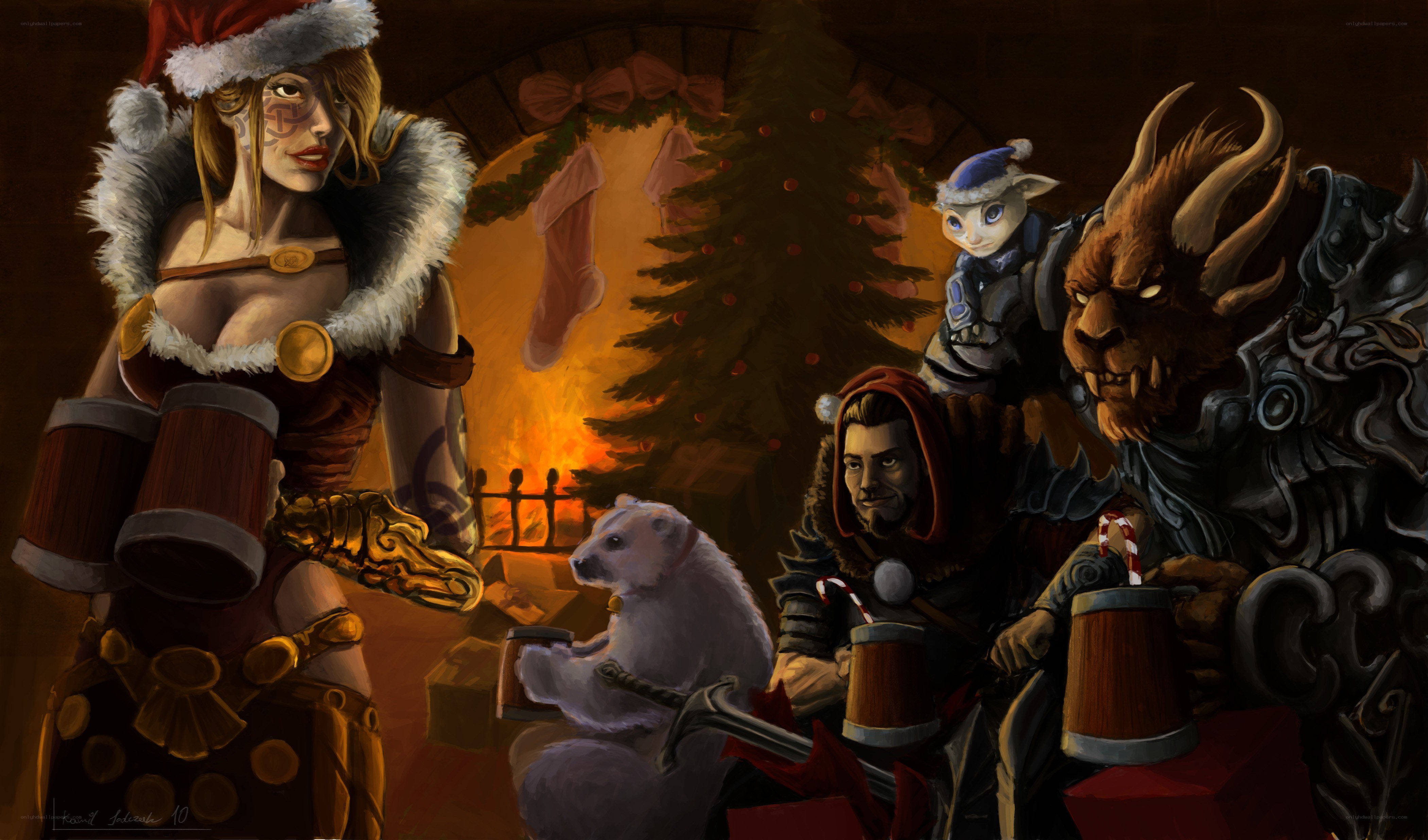 Fantasy characters at Christmas