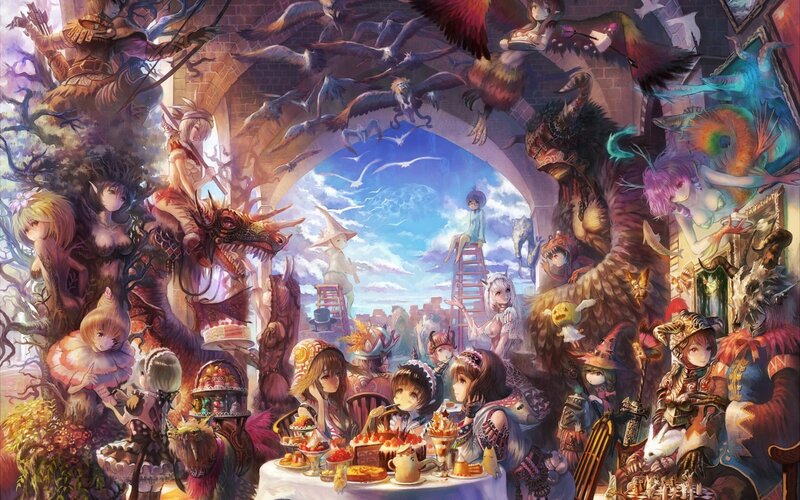 Fantasy Characters at Feast — Blue