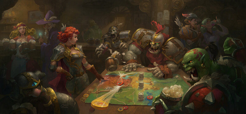 Fantasy Characters at Table — Green