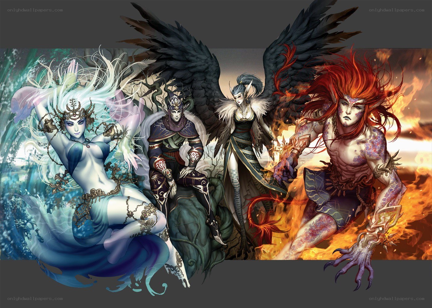 Fantasy characters from elemental realms