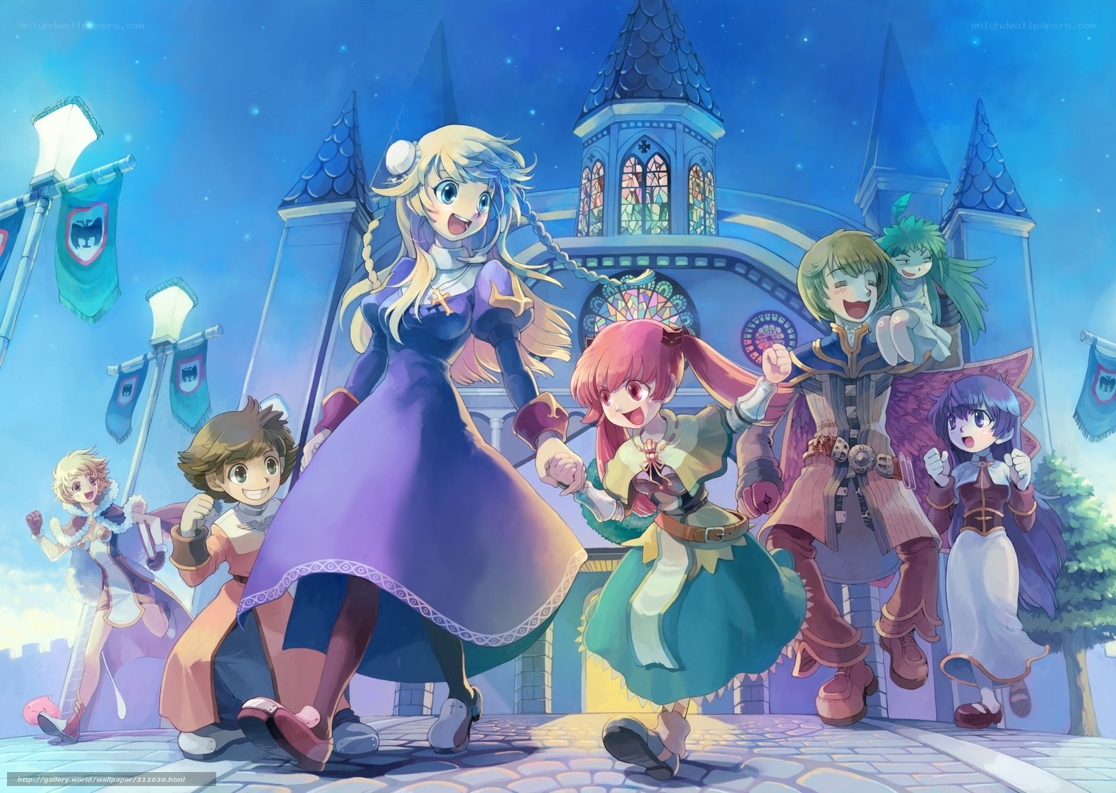 Fantasy characters in a castle town