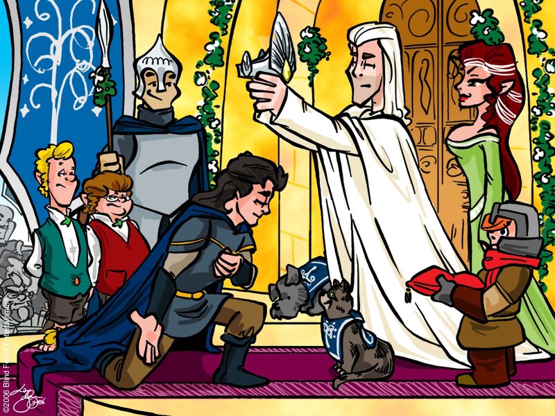 Fantasy characters in a ceremony