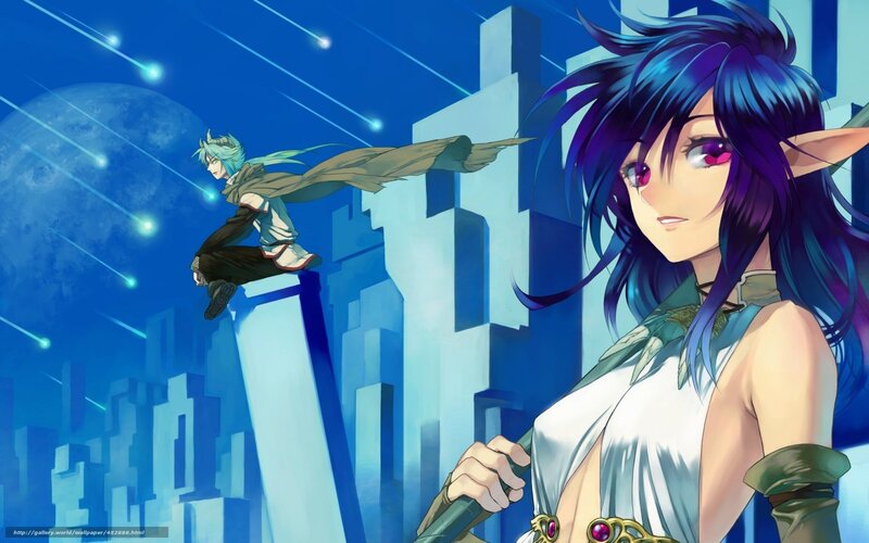 fantasy characters in a city