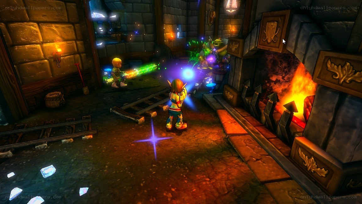 Fantasy characters in a dungeon