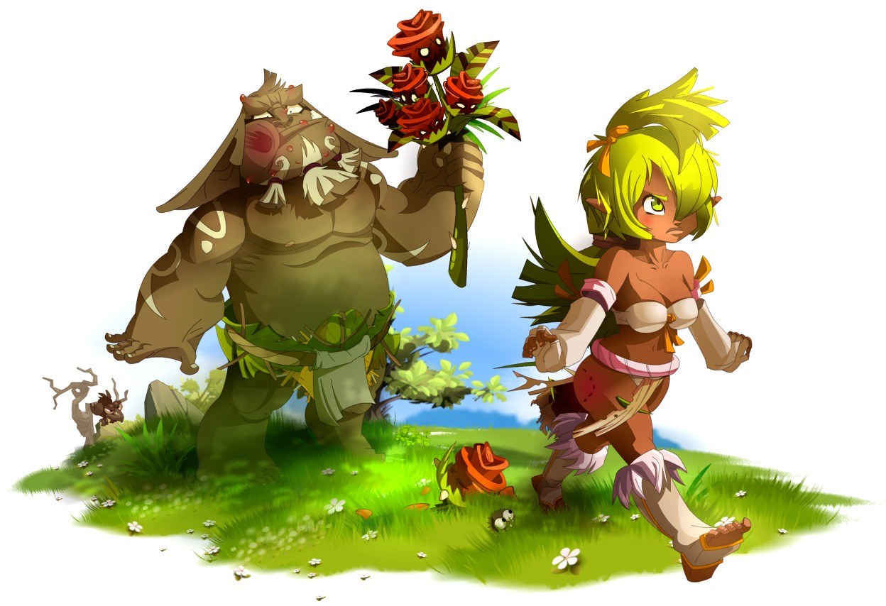 fantasy characters in a field