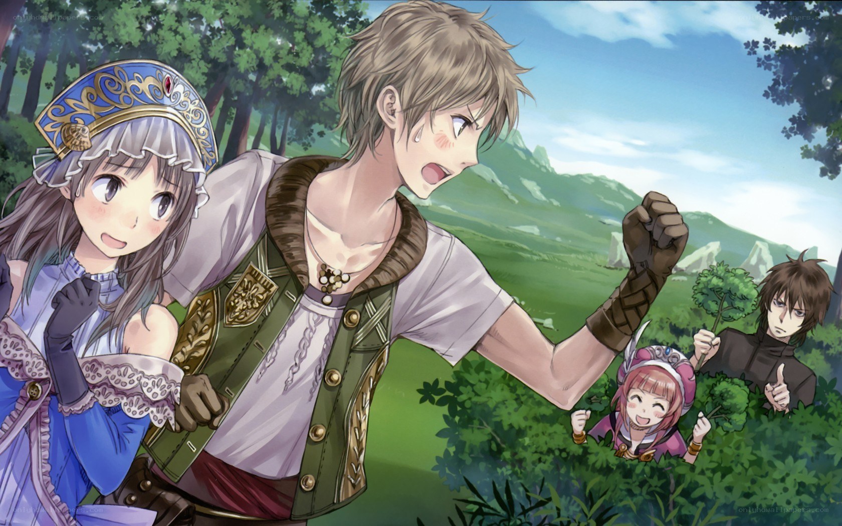 Fantasy characters in a forest