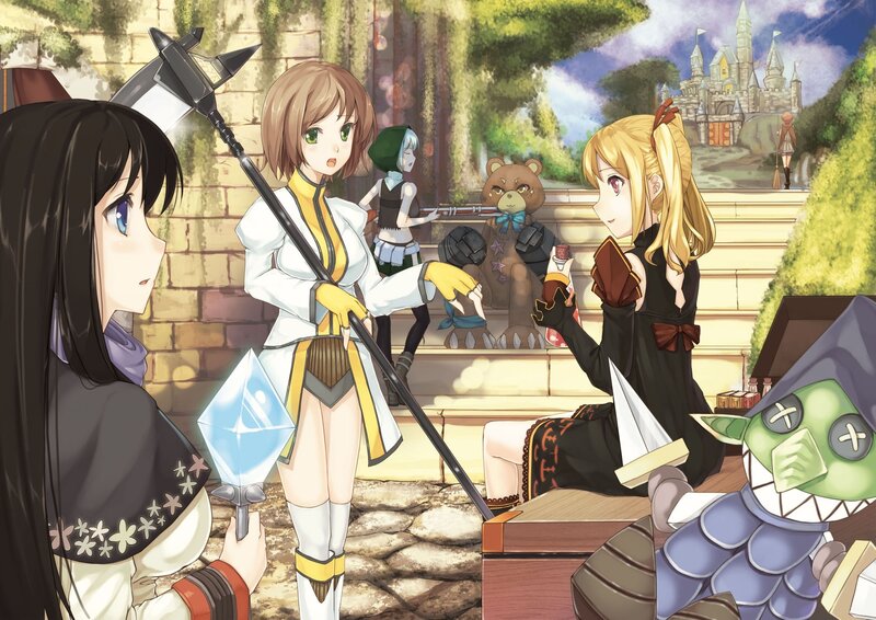 Fantasy characters in a garden