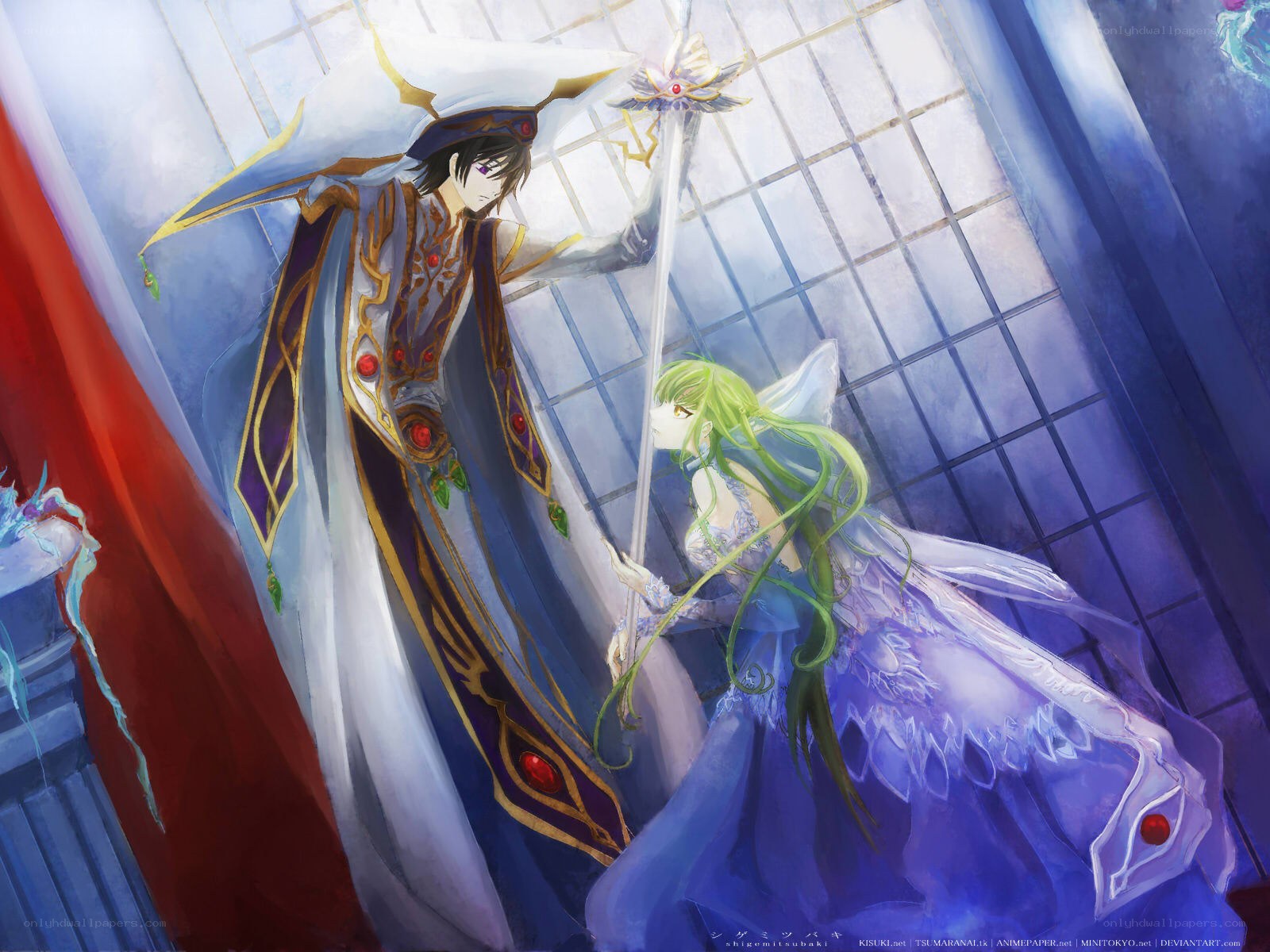 Fantasy characters in a grand hall