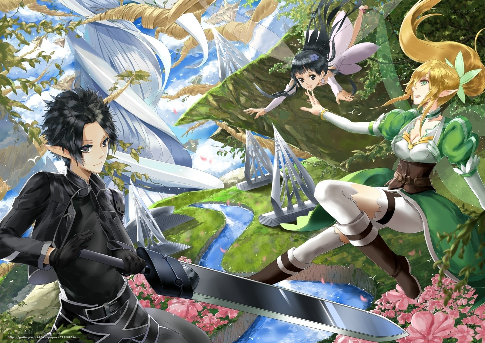 fantasy characters in a lush landscape