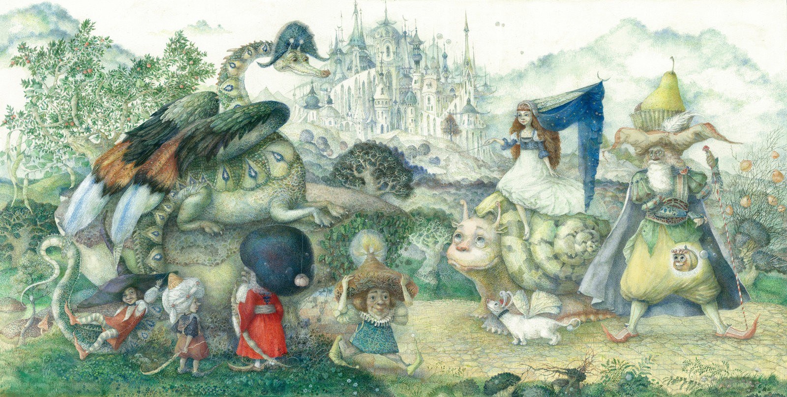 Fantasy characters in a magical landscape