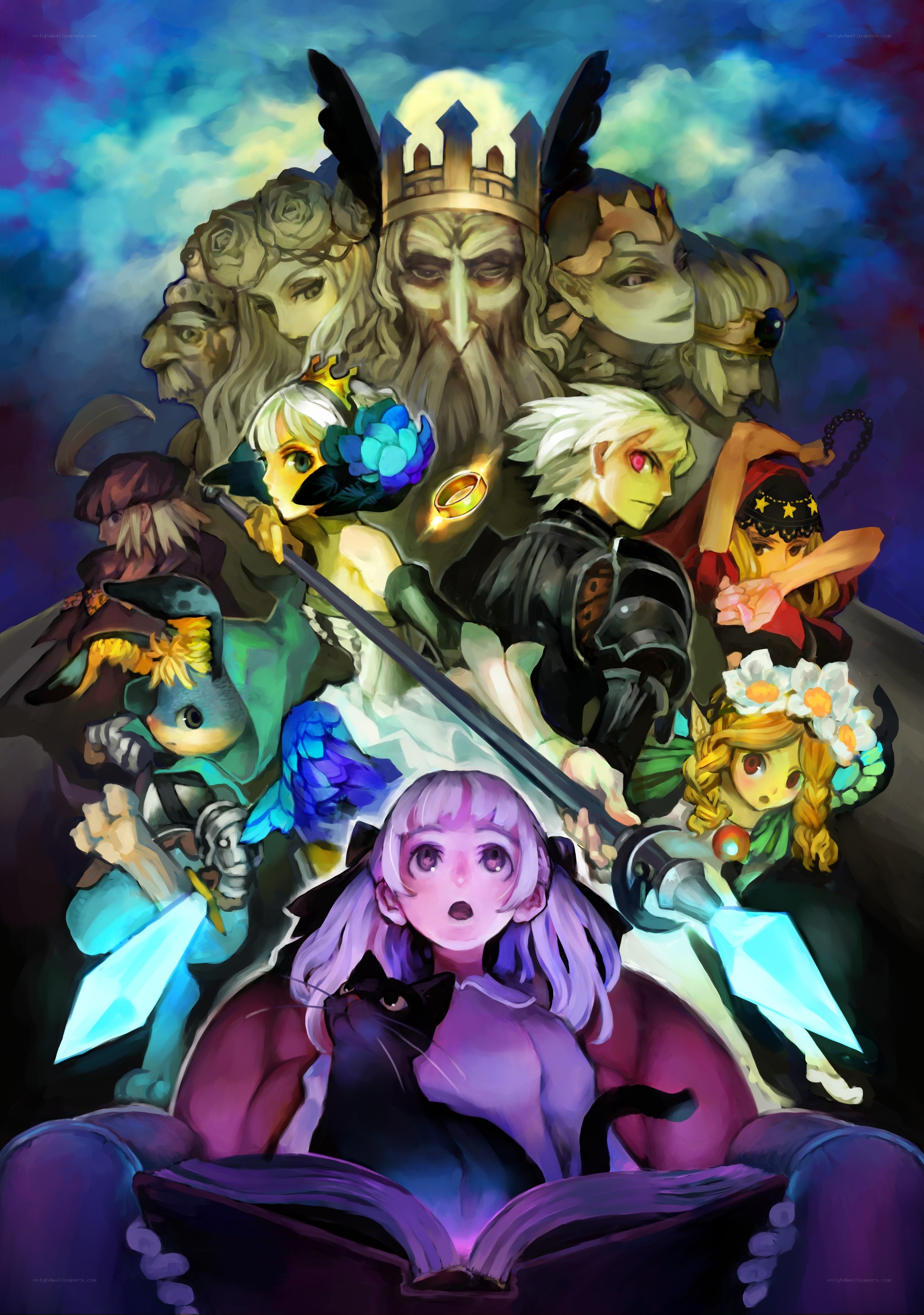 Fantasy characters in a magical scene