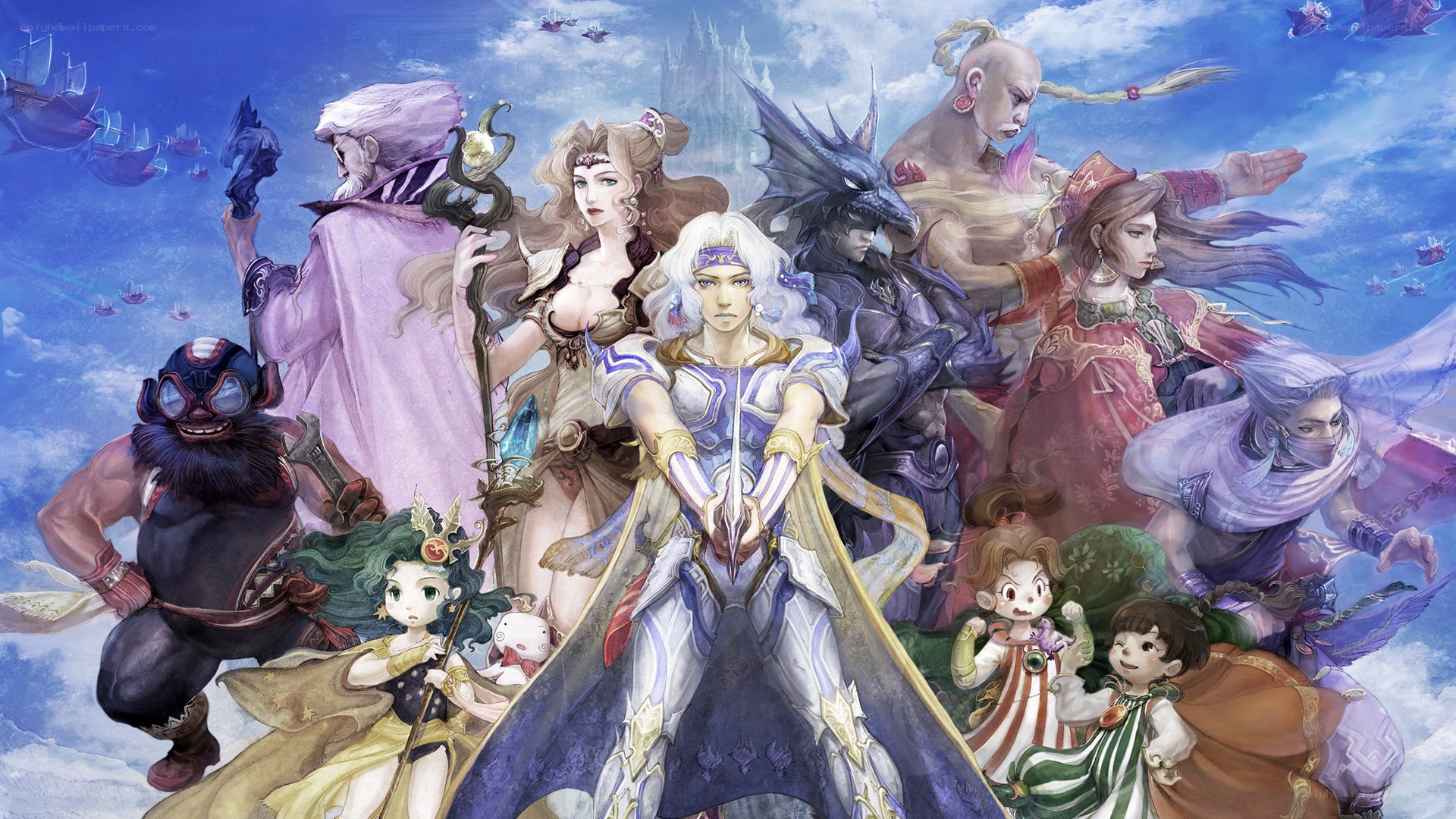 Fantasy characters in a sky battle
