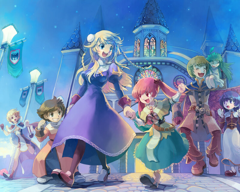 fantasy characters in a town