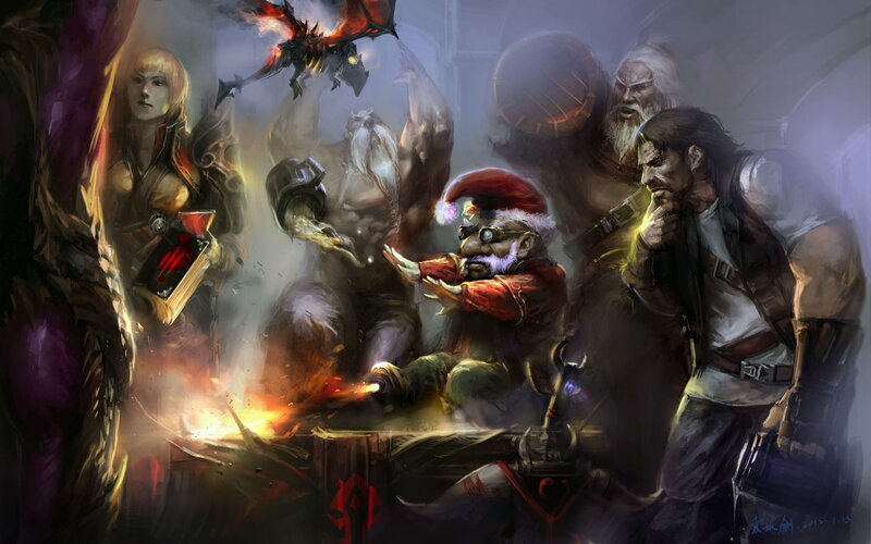 Fantasy characters in a workshop