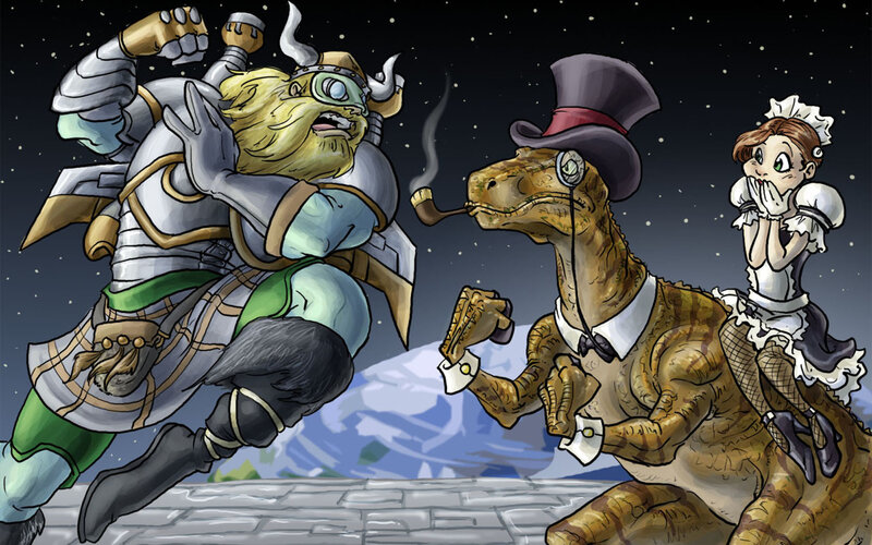 Fantasy characters in action