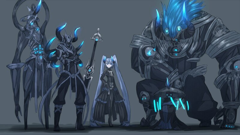 Fantasy Characters in Armor — Gray, Dramatic, Digital Art, Swords