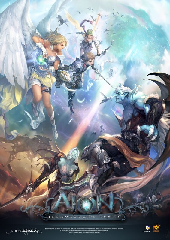 Fantasy Characters in Battle — Blue, Dramatic, Digital Art, Angels, Demons