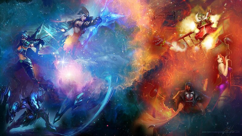 Fantasy Characters in Battle — Blue, Dramatic, Digital Art, Weapons