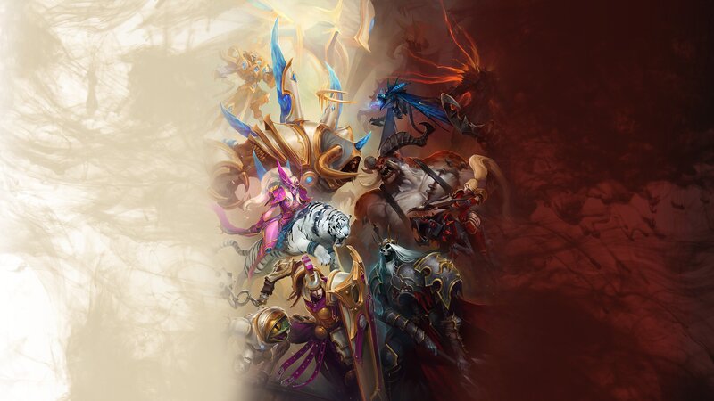 Fantasy Characters in Battle — White, Dramatic