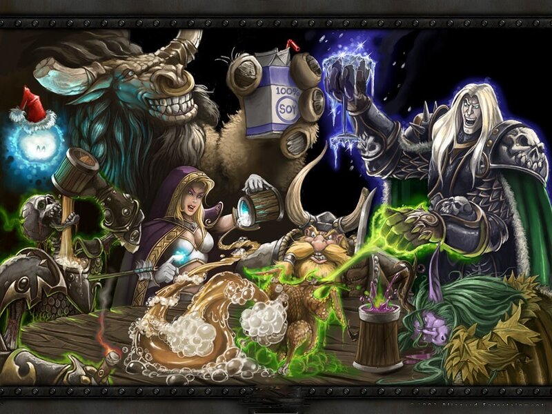 Fantasy characters in chaotic scene