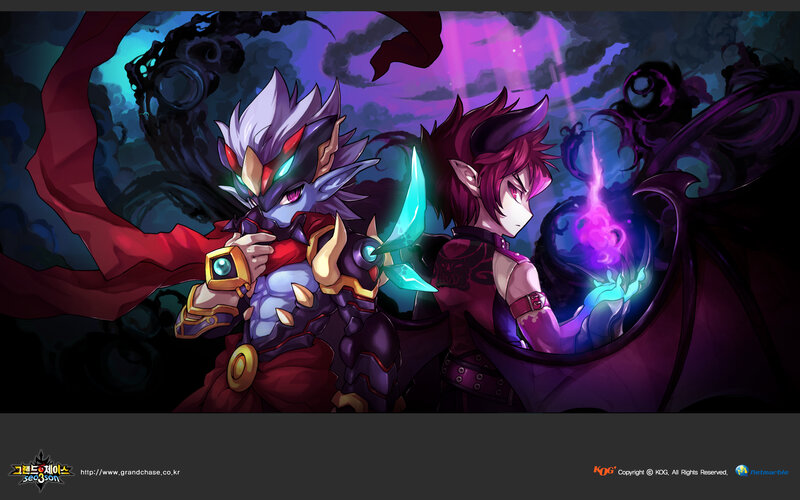 Fantasy characters in dark setting