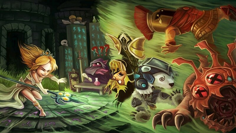 Fantasy Characters in Dungeon — Green, Chaotic
