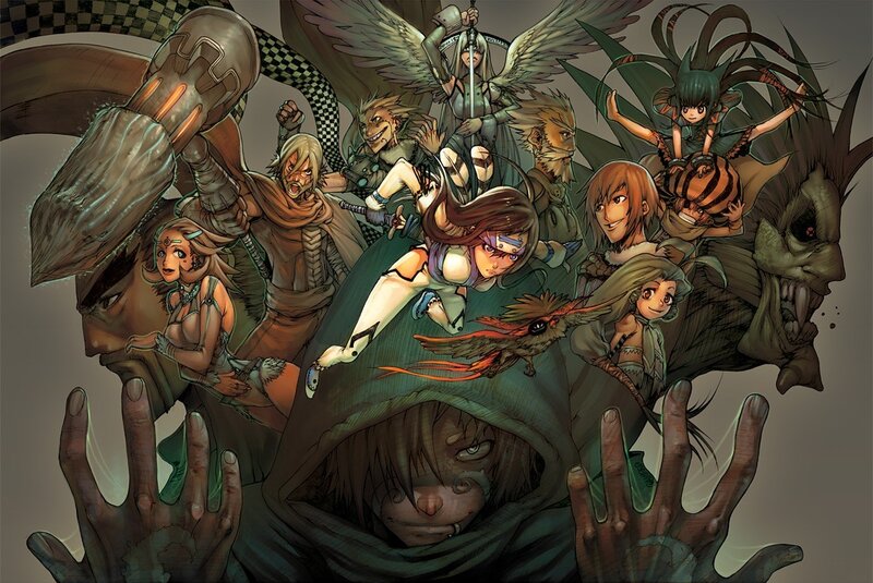 Fantasy characters in dynamic pose