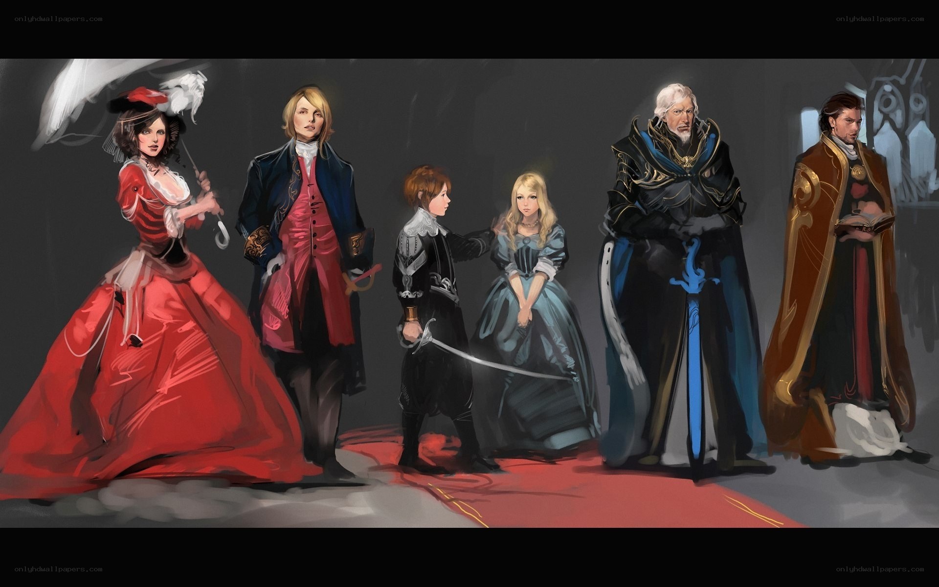 Fantasy characters in elaborate costumes