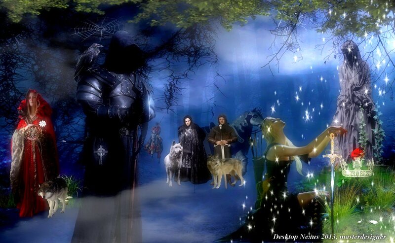 Fantasy Characters in Forest — Blue