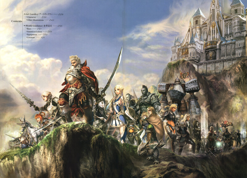 Fantasy characters in front of castle