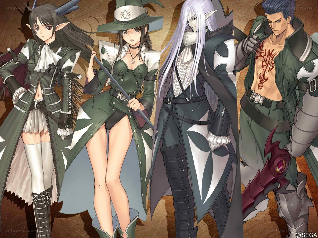Fantasy characters in green attire