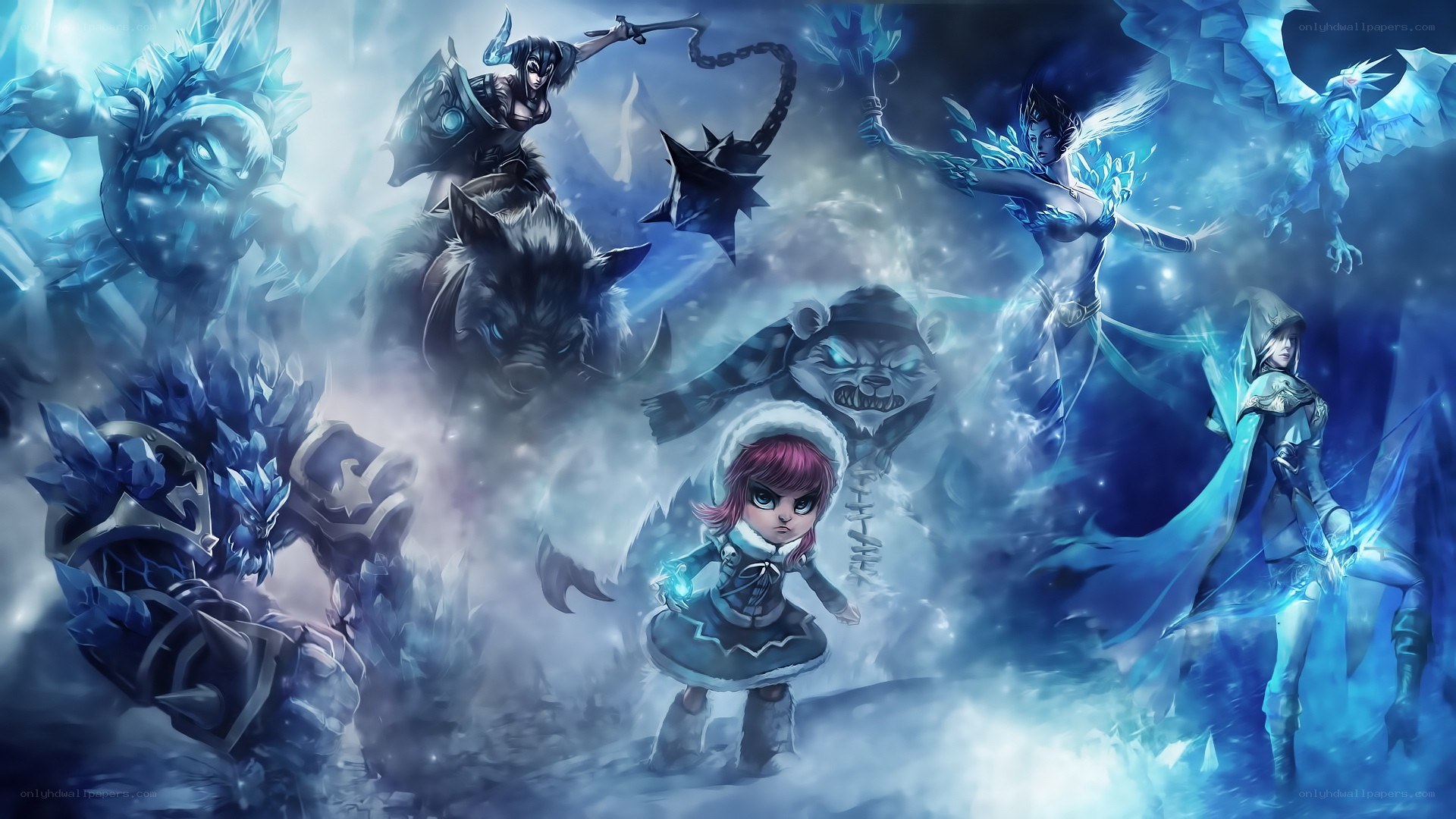 fantasy characters in icy battle