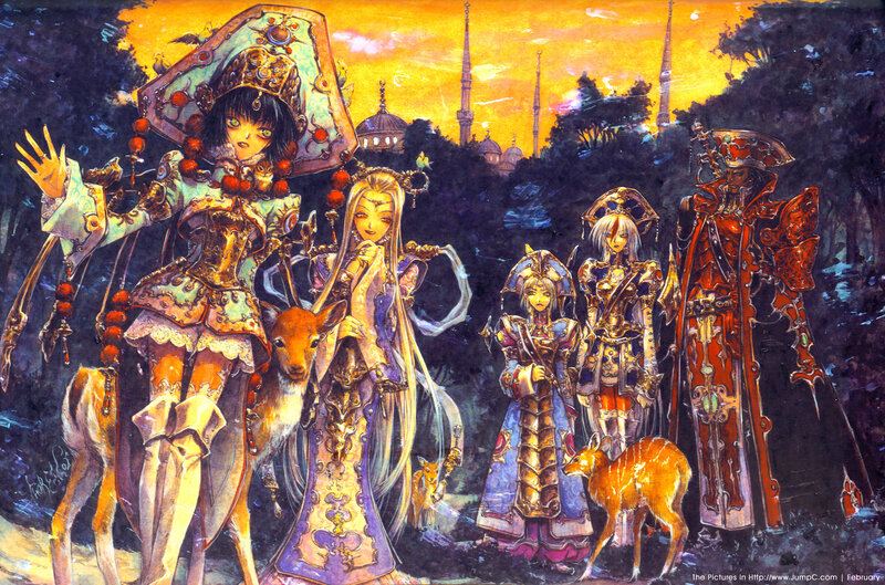 Fantasy characters in ornate armor