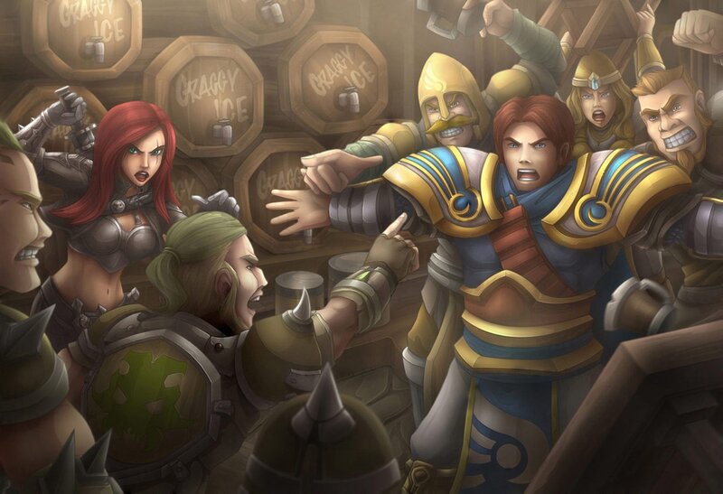 Fantasy characters in tavern brawl